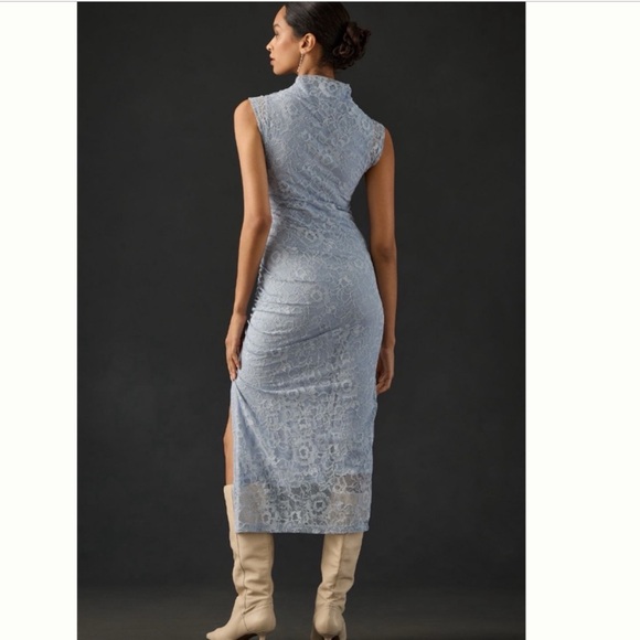 NWT Anthropologie The Maya Ruched Cowl-Neck Dress: Lace Edition Sky size XL - Picture 5 of 13